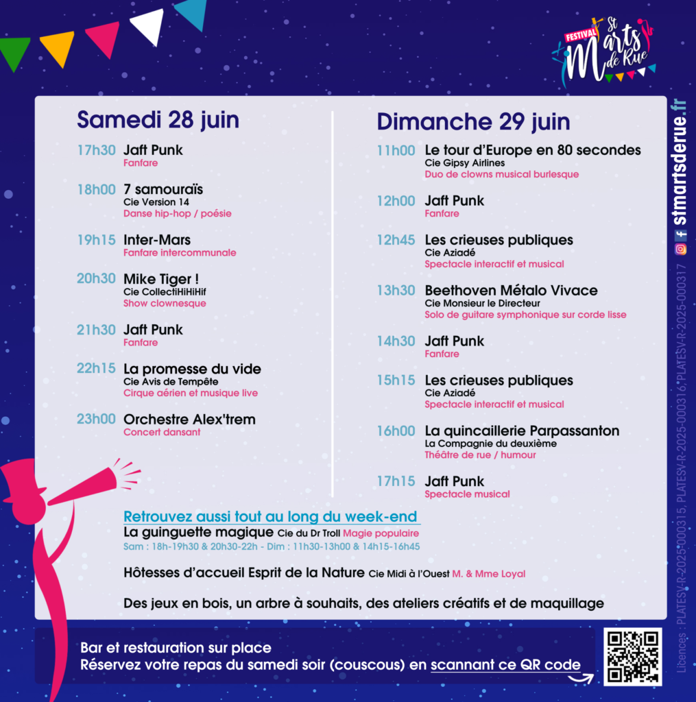 Programme du festival St M'Arts de rue 2025 :
